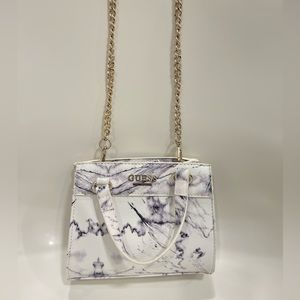 MGUESS  White Marble Mini Bag with gold chain, GUC